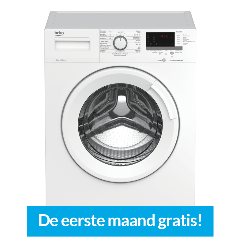 wasmachine 7kg 1400 lowbudget maand gratis